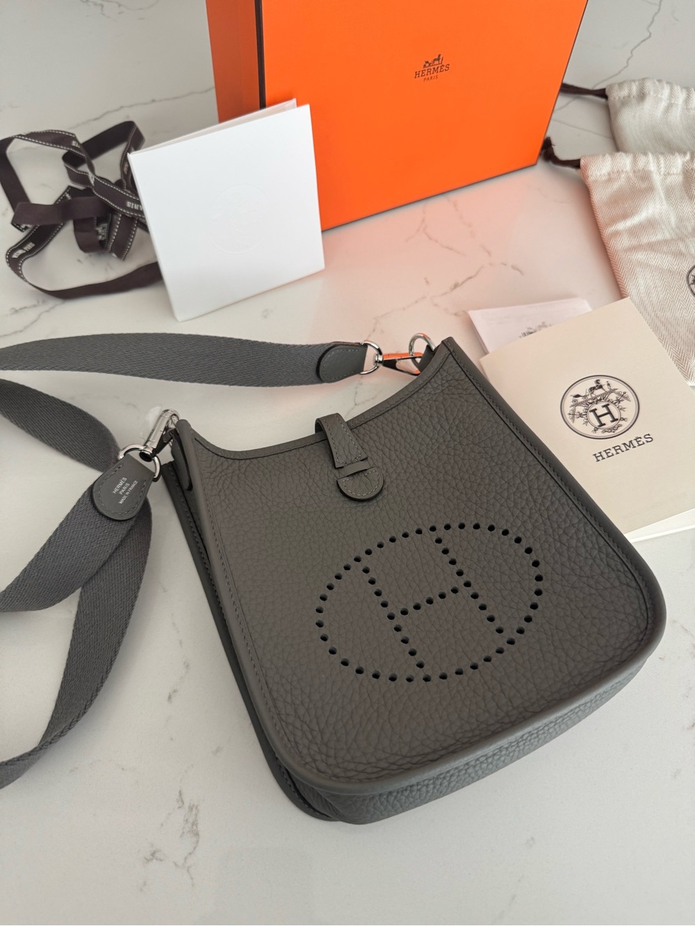 New Evelyne Mini Crossbody Bag in Gris Meyer Palladium Full Set